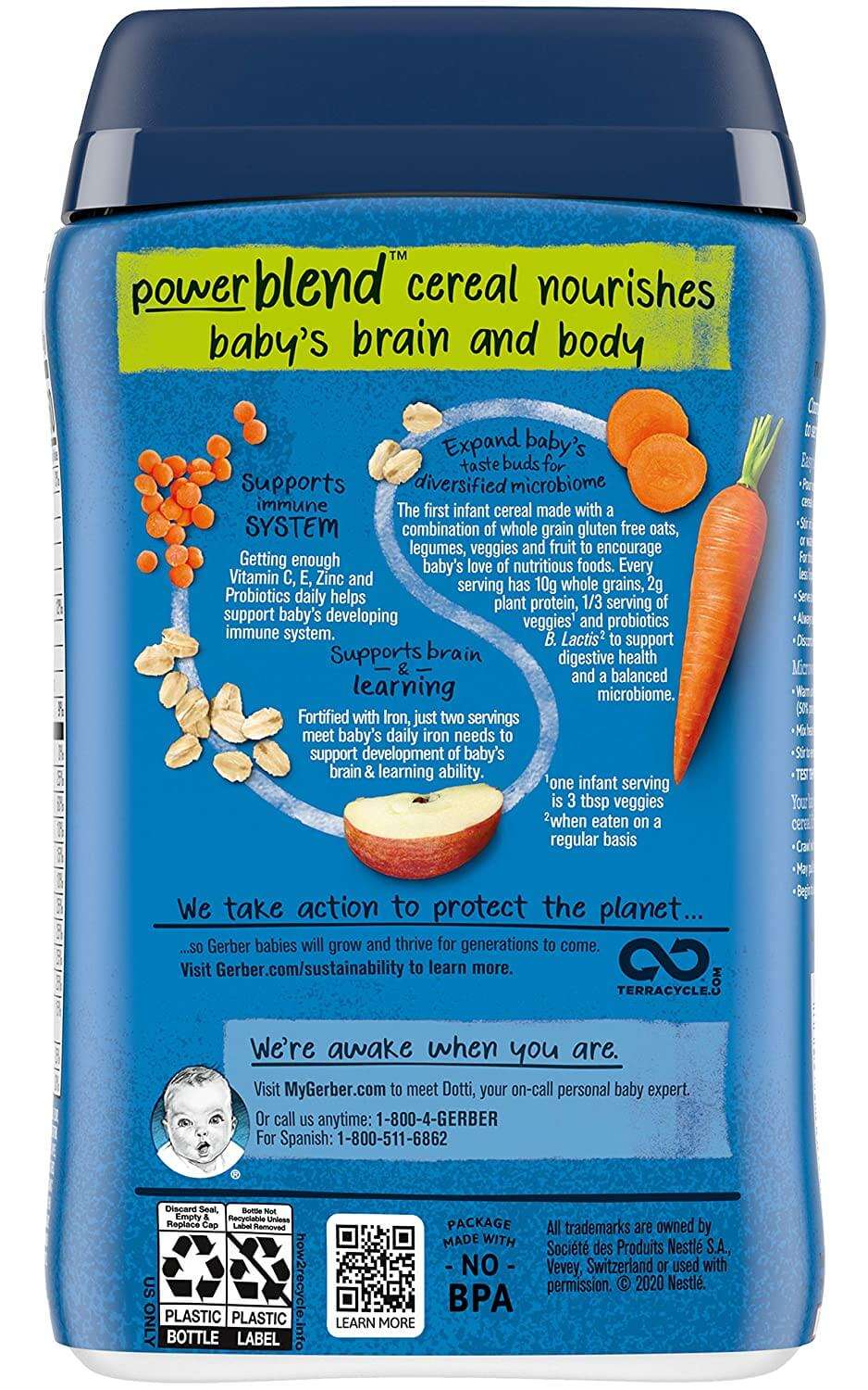 Gerber Probiotic Oatmeal Lentil Peach & Apples 227G