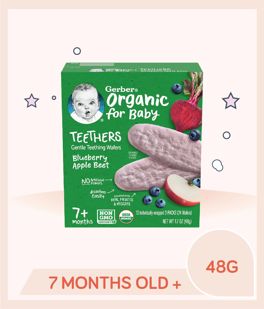 Gerber Organic Teethers Blueberry Apple Beet 48g Wafers