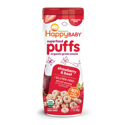 Happy Baby Puffs Strawberry & Beet Puffs 60g