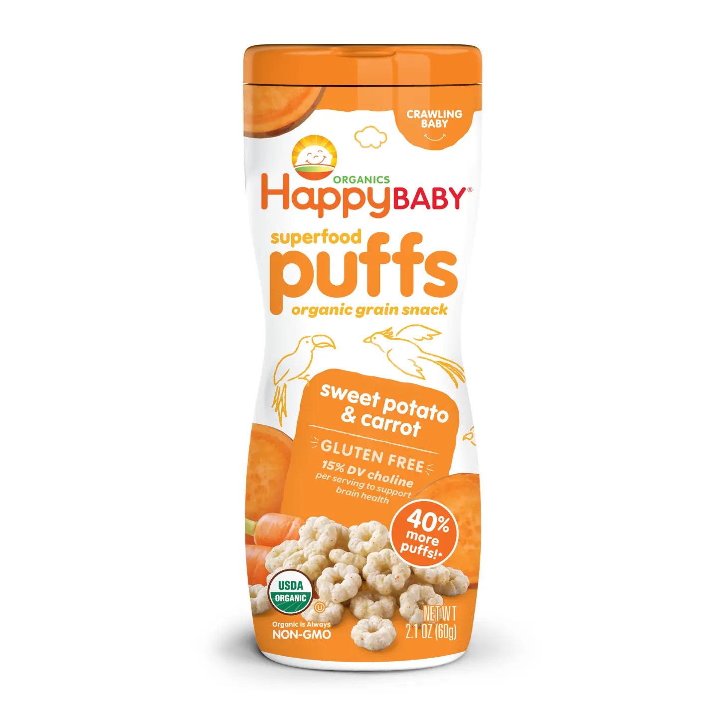 Happy Baby Sweet Potato & Carrot Puffs 60g