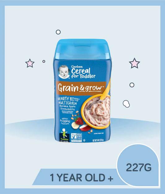 Gerber Hearty Bits Multigrain Banana Apple Strawberry Cereal (Origin USA)