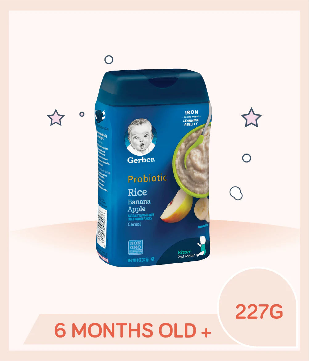 Gerber Added Rice Formulas Gerber Baby Probiotic Rice Banana Apple Cereal 227G – Notunera