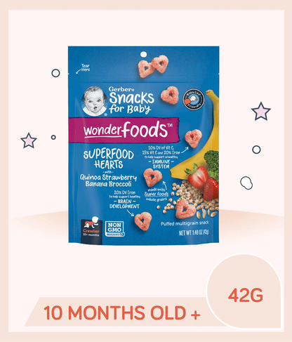 GERBER WONDER FOODS STRAWBERRY BANANA BROCCOLI SUPERFOOD HEARTS