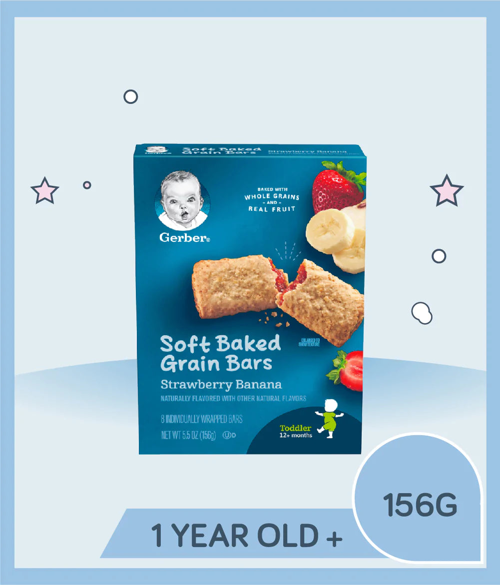 Gerber Soft Baked Grain Bars Banana Strawberry 156 gm (12+ Months)