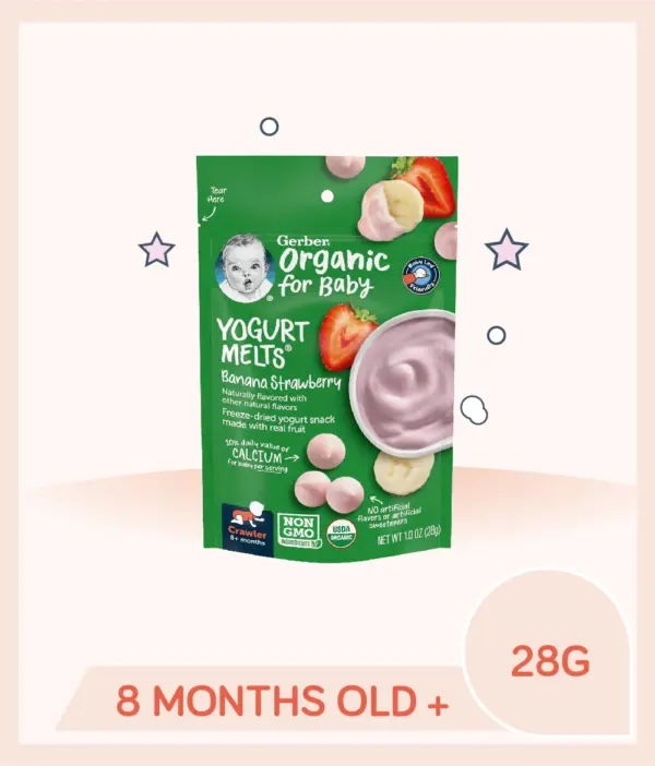 Gerber Organic Yogurt Melts Banana Strawberry 28g Pouch