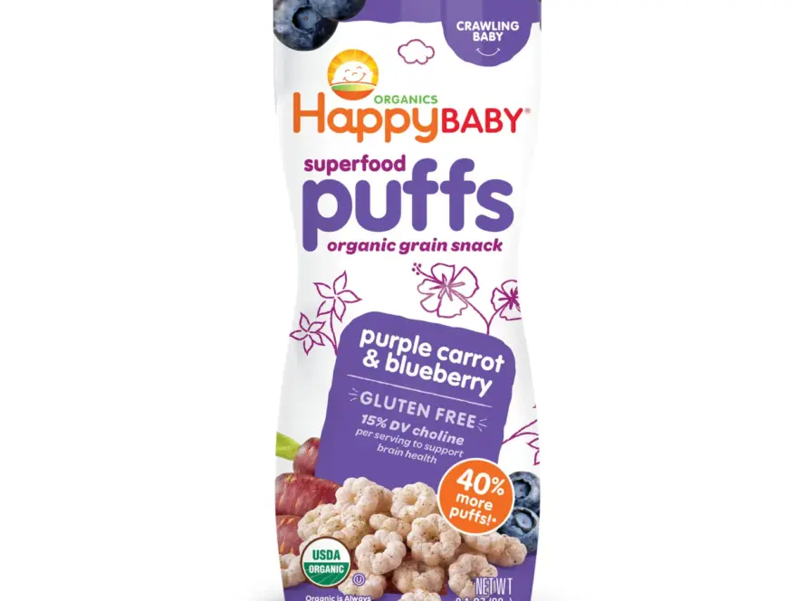 happy baby Purple Carrot & Blueberry Puffs